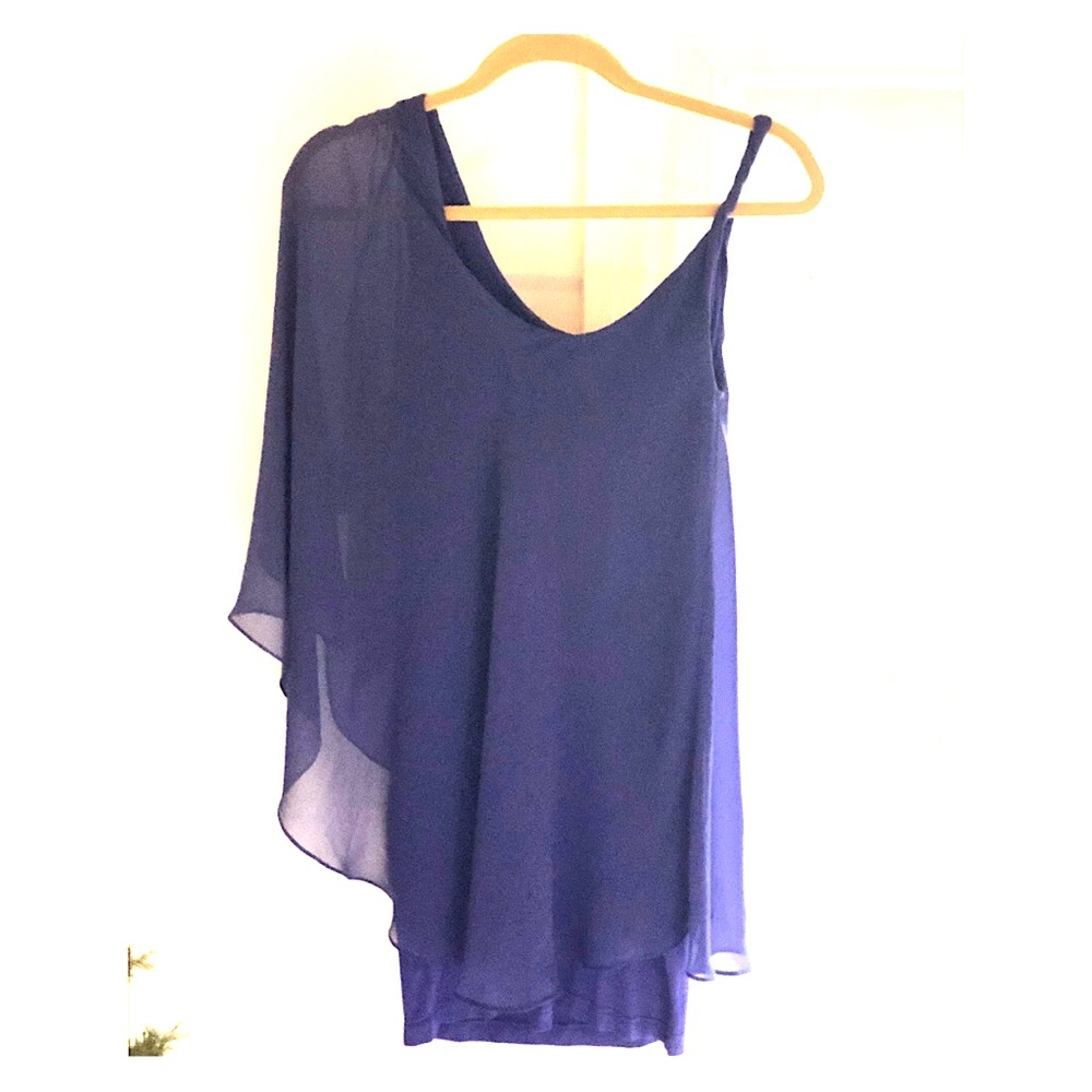 bebe One Shoulder Chiffon Mini Dress NWOT